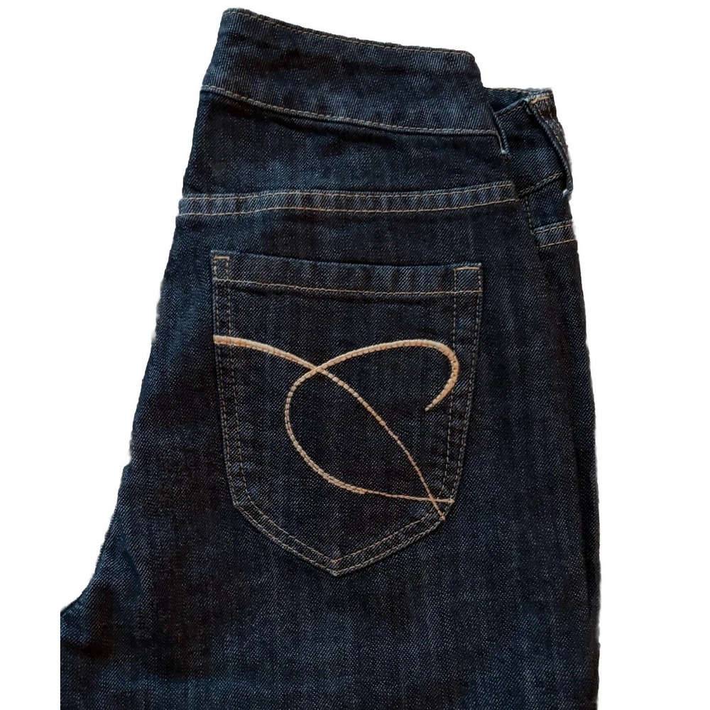 Chicos Platinum Dark Blue Denim Jeans Stretch Charm RG Jeans Boot Leg 4/6 0 Reg
